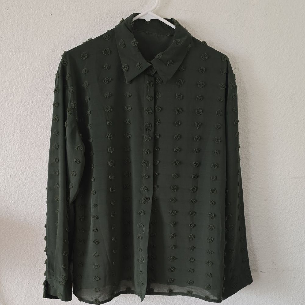 Dark Green Textured Shirt - Picture 1 of 5